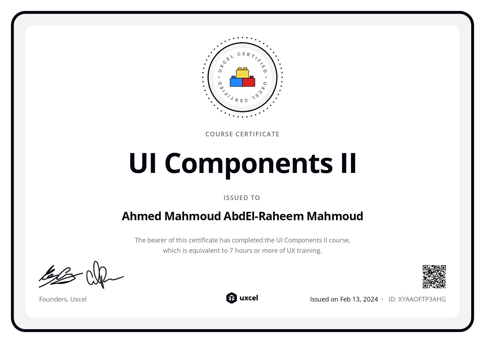 Ahmed Mahmoud AbdEl-Raheem Mahmoud's certificate